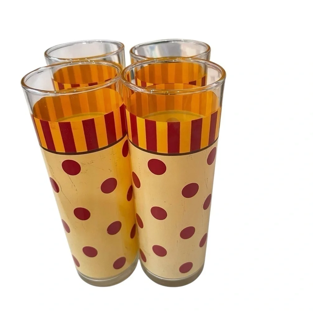 Gail Pittman Siena Tom Collin’s Tumblers Polka Dot Stripes 12 Ounce 6 1/2 in